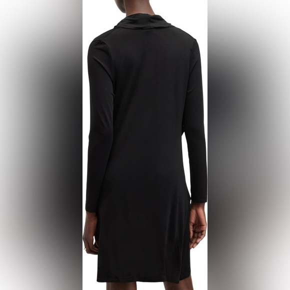 Allsaints Amei Draped Long Sleeve Minidress Size US4 Black - Picture 2 of 9